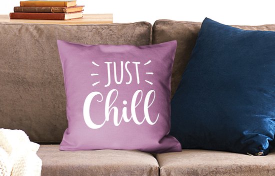 Sierkussen - Just Chill Sur Fond Violet - Multicolore - 45 Cm X 45 Cm