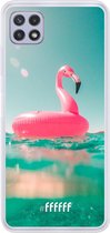 6F hoesje - geschikt voor Samsung Galaxy A22 4G -  Transparant TPU Case - Flamingo Floaty #ffffff