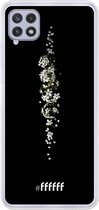 6F hoesje - geschikt voor Samsung Galaxy A22 4G -  Transparant TPU Case - White flowers in the dark #ffffff