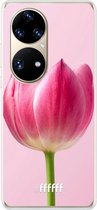 6F hoesje - geschikt voor Huawei P50 Pro -  Transparant TPU Case - Pink Tulip #ffffff