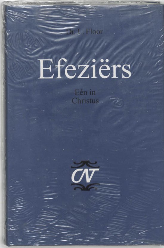 Donkerblauwe kaft met witte tekst 'Dr. J. Floor', 'Efeziërs', 'Eén in Christus' en een logo.