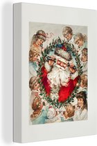 Canvas Schilderij Kerstman - Kerst - Kinderen - 60x80 cm - Wanddecoratie