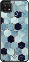 Samsung A22 5G hoesje - Blue cubes | Samsung Galaxy A22 5G case | Hardcase backcover zwart