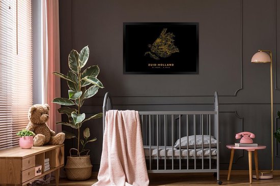 Cadre photo avec affiche - Holland méridionale - Pays- Nederland - Carte - Or - 120x80 cm - Cadre pour affiche