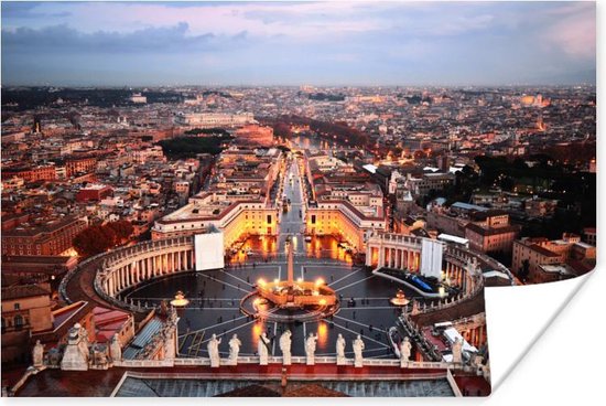 Poster Rome Place Saint-Pierre 150x75 cm - Tirage photo sur Poster (décoration murale salon / chambre) / Poster Villes