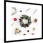 Fotolijst incl. Poster - Winter - Kerst - Krans - 40x40 cm - Posterlijst - Kerstmis Decoratie - Kerstversiering - Kerstdecoratie Woonkamer - Kerstversiering - Kerstdecoratie voor binnen - Kerstmis