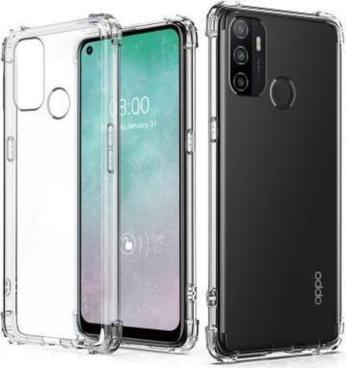 Ceezs Military Shockproof TPU hoesje geschikt voor Oppo A53 - Hoesje met schokbestendige randen - Kwalitatief transparant hoesje - transparant
