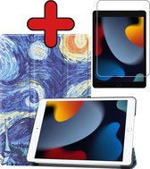 iPad 10.2 2021 Hoes Luxe Book Case Cover Hoesje (10,2 inch) Met Screenprotector - Sterrenhemel