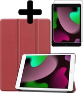 iPad 10.2 2021 Hoes Luxe Hoesje Book Case Met Screenprotector- iPad 10.2 2021 Hoes Cover Met Screenprotector - Donker Rood