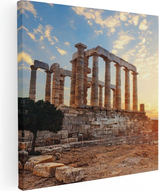 Artaza Canvas Schilderij Tempel van Poseidon in Athene, Griekenland - 30x30 - Klein - Foto Op Canvas - Canvas Print
