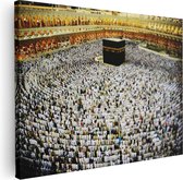 Artaza Canvas Schilderij Zwarte Steen in Mekka met Biddende Moslims - 40x30 - Klein - Foto Op Canvas - Canvas Print