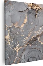 Artaza - Canvas Schilderij - Abstracte Luxe Kunst van Marmer met Goud - 80x100 - Groot - Foto Op Canvas - Canvas Print
