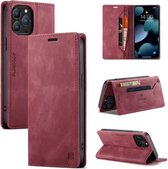 AutSpace - Telefoonhoesje geschikt voor Apple iPhone 13 Pro Max - Wallet Book Case - Magneetsluiting - met RFID bescherming - Rood