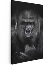 Artaza Canvas Schilderij Gorilla - Zwart Wit - 40x60 - Poster Foto op Canvas - Canvas Print