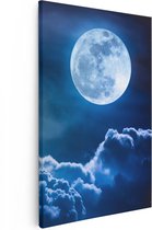 Artaza Canvas Schilderij Volle Maan bij Wolken - 40x60 - Poster Foto op Canvas - Canvas Print