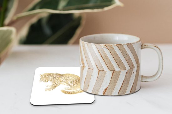 Sous-verres pour verres - Vintage - Jaguar - Or - 10x10 cm - Sous-verres en verre - 6 pièces