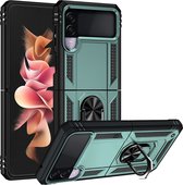 Samsung Galaxy Z Flip 3 hoesje met ring houder - Groen