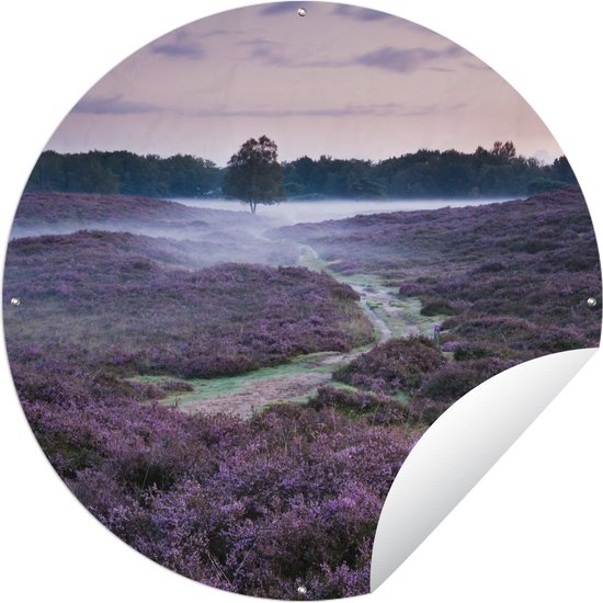 Tuincirkel Mist in de heide - 60x60 cm - Ronde Tuinposter - Buiten