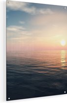 Artaza Glasschilderij - Zee Water Tijdens Zonsondergang - 45x60 - Plexiglas Schilderij - Foto op Glas