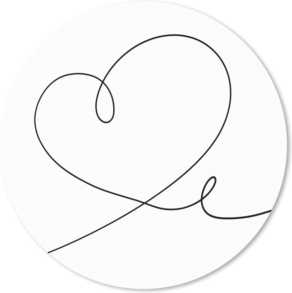 Muismat rond 20x20 cm - Mousepad One line illustratie van hart - Ronde muismatten