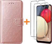 Samsung A03S hoesje - bookcase Rose Goud - Galaxy A03S wallet case portemonnee hoesje - A03S Hoesje book cover hoesjes Samsung A03s screenprotector / 2X Beschermglas