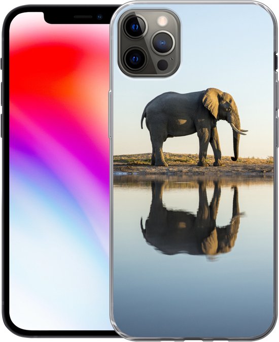 Coque iPhone 12 Pro Max - Éléphant dans une flaque d'eau - Coque de téléphone en Siliconen