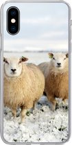 Geschikt voor iPhone X hoesje - Groep nieuwsgierige schapen - Siliconen Telefoonhoesje