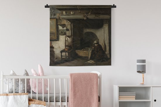 Tapisserie - Tissu mural - L'atelier du peintre de Haarlem Pieter Frederik van Os - Peinture d'Anton Mauve - 90x90 cm - Tapisserie