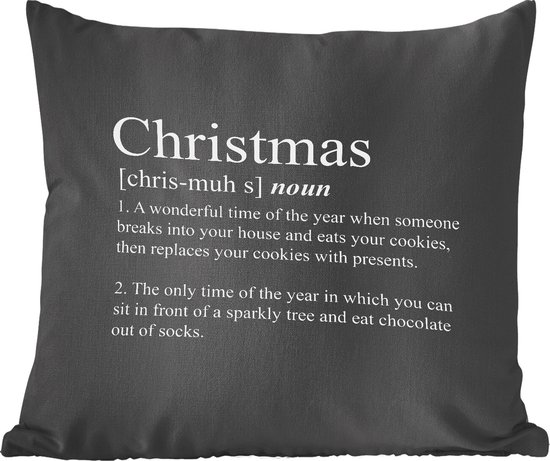 Sierkussens - Kussentjes Woonkamer - 50x50 cm - Kerst - Christmas definitie - Spreuken - Quotes - Kerstversiering - Kerstdecoratie voor binnen - Woonkamer