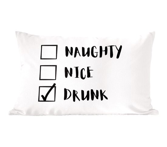 Sierkussens - Kussentjes Woonkamer - 60x40 cm - Kerst - Quotes - Naughty nice drunk - Spreuken - Kerstman - Kerstversiering - Kerstdecoratie voor binnen - Woonkamer