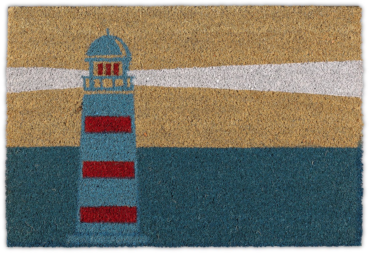 deurmat kokos - vuurtoren print - 40 x 60 cm - antislip - binnen - buiten