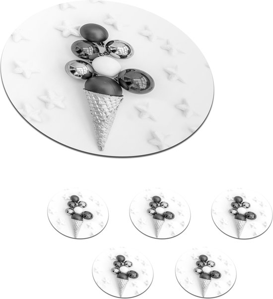MC -Trend Set van 12 luxe glazen kerstballen 8 cm kerstboom kerstballen kerstballen kerstdecoratie (wit zilver