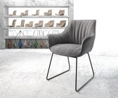 Gestoffeerde-stoel Keila-Flex met armleuning slipframe zwart structurele stof lichtgrijs