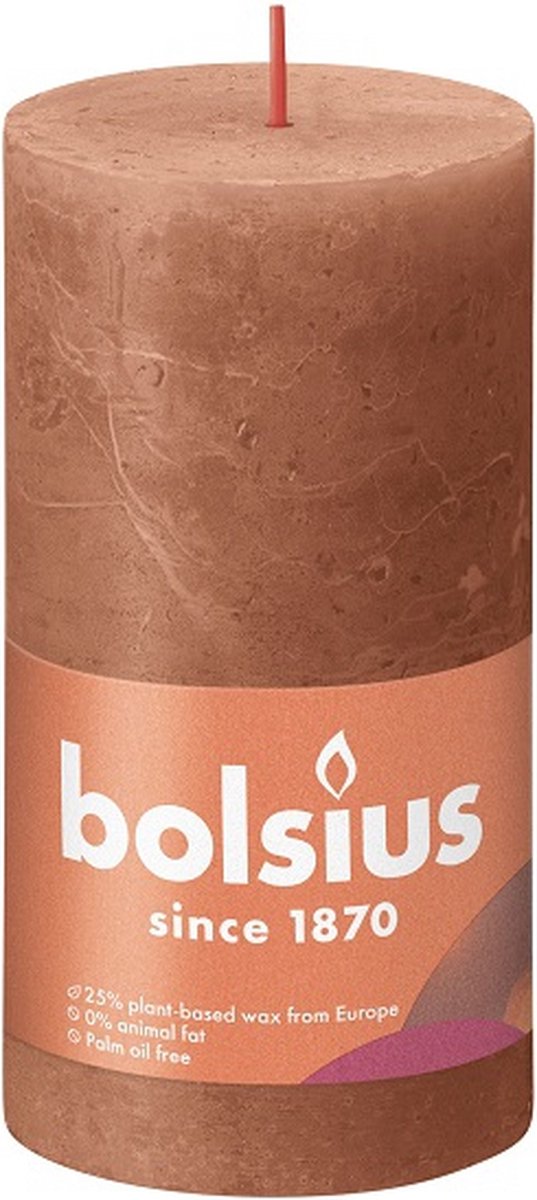 Bolsius Stompkaarsen Shine 4 st rustiek 130x68 mm rustiek roze