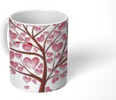 Mok - Koffiemok - Een illustratie van een boom met hartjes - Mokken - 350 ML - Beker - Koffiemokken - Theemok