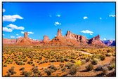 Een weg doorkruist de Mojavewoestijn nabij Las Vegas - Foto op Akoestisch paneel - 90 x 60 cm