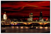 Nachtelijke blik op Saint Pauls Cathedral in Londen - Foto op Akoestisch paneel - 150 x 100 cm