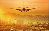 Vliegtuig richting Las Vegas in de Mojavewoestijn - Foto op Forex - 90 x 60 cm