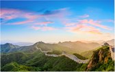 Panorama van de Grote Chinese Muur bij zonsopkomst - Foto op Forex - 45 x 30 cm