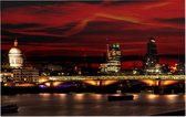Nachtelijke blik op Saint Pauls Cathedral in Londen - Foto op Forex - 90 x 60 cm