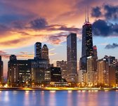 De Chicago skyline onder indrukwekkende wolkenpartij - Fotobehang (in banen) - 350 x 260 cm