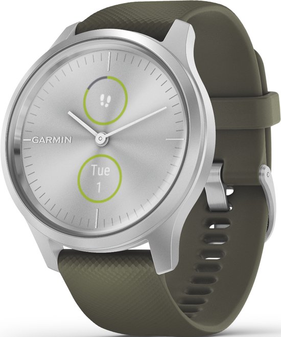 Garmin Vivomove Style Smartwatch - Echte wijzers - Verborgen touchscreen - Connected GPS - Silver/Moss