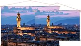 Uitzicht op Palazzo Vecchio en de stad Florence - Foto op Textielposter - 90 x 60 cm