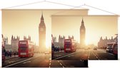 Big Ben en Westminster Bridge bij zonsondergang in Londen - Foto op Textielposter - 120 x 80 cm