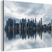 Wanddecoratie Metaal - Aluminium Schilderij Industrieel - New York - Skyline - Reflectie - 80x60 cm - Dibond - Foto op aluminium - Industriële muurdecoratie - Voor de woonkamer/slaapkamer