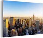 Wanddecoratie Metaal - Aluminium Schilderij Industrieel - New York - Zon - Skyline - 60x40 cm - Dibond - Foto op aluminium - Industriële muurdecoratie - Voor de woonkamer/slaapkamer