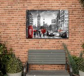 Karakteristieke tekening van het straatbeeld van Londen - Foto op Tuinposter - 60 x 40 cm
