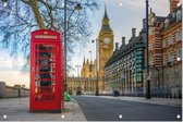 Rode Britse telefooncel voor de Big Ben in Londen - Foto op Tuinposter - 90 x 60 cm