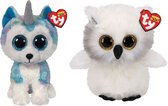 Ty - Knuffel - Beanie Buddy - Helena Husky & Austin Owl