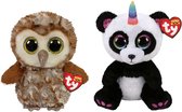 Ty - Knuffel - Beanie Buddy - Percy Owl & Paris Panda